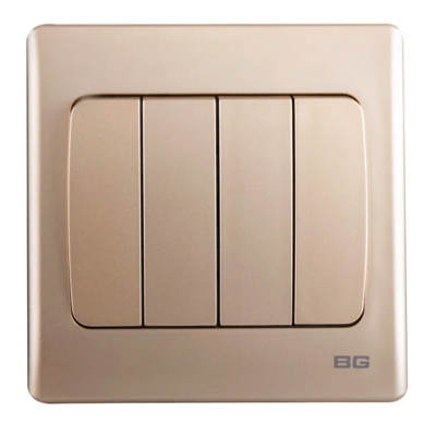 British General BG CHAMPAGNE Neo Slimline 4 GANG 2 WAY Mega Rocker Switch (PCCH44W)